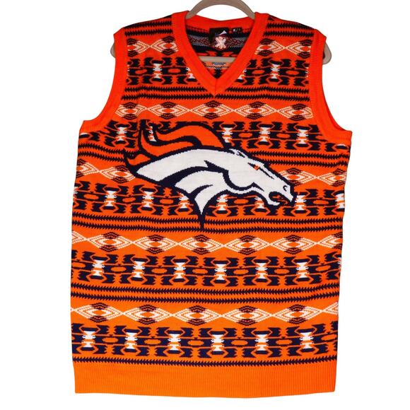 Denver Sweater Vest Womens XL Orange NFL Football Knit Team Apparel Broncos - Picture 2 of 10